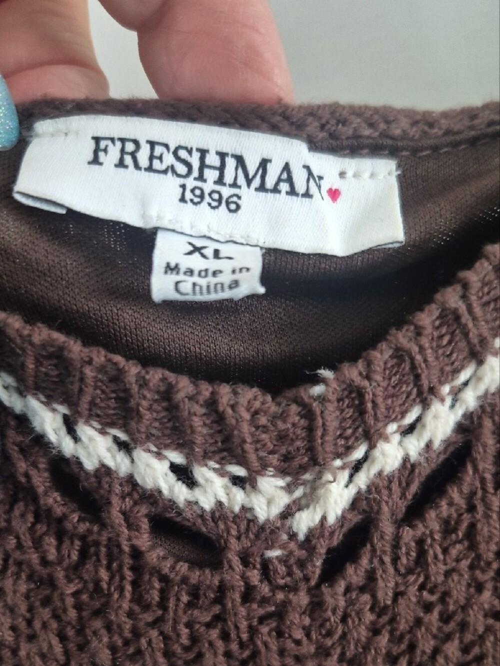 Brown Crochet Midi Slip Dress with Cream Trim - Picture 2 of 2